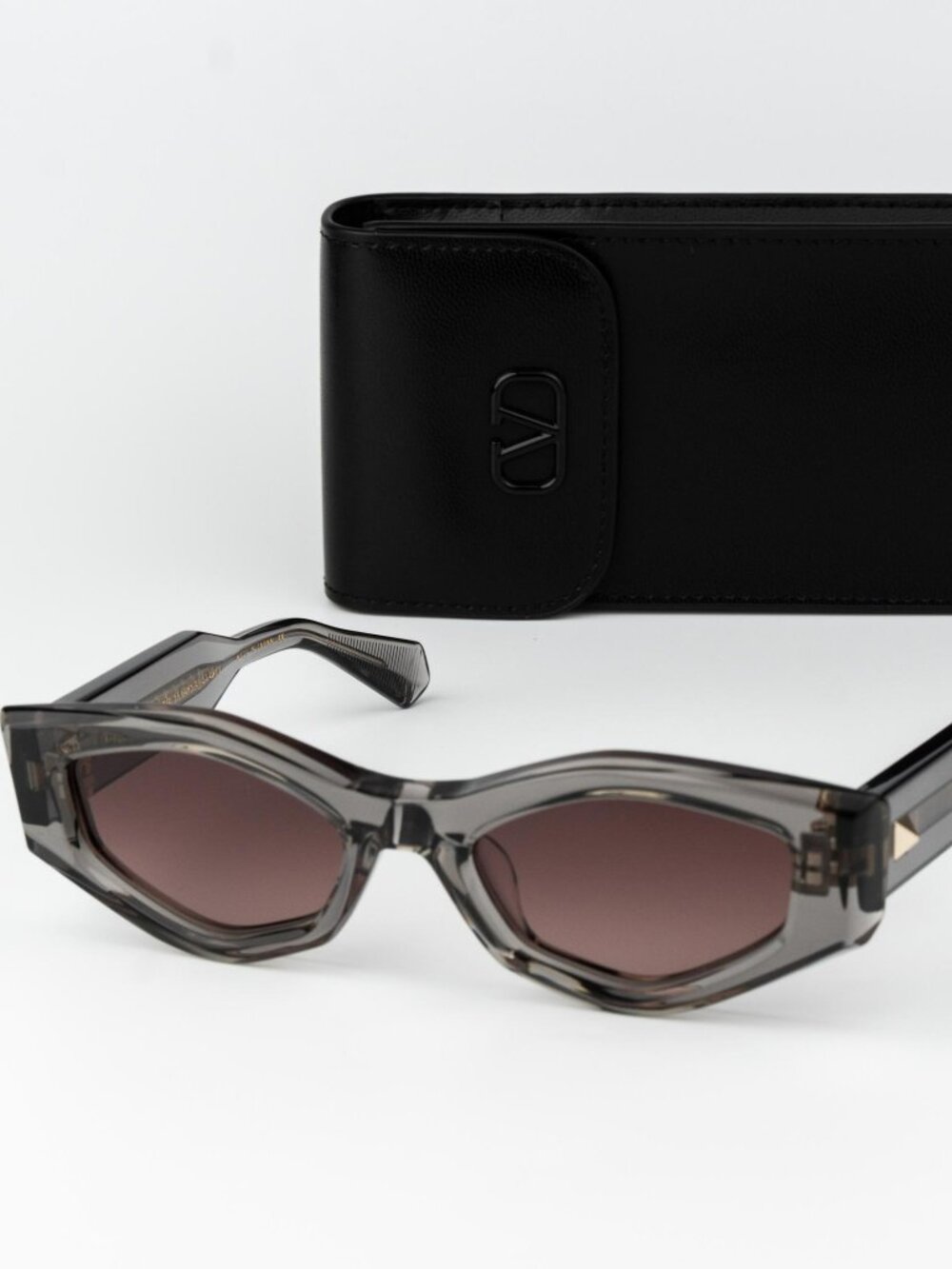 Valentino Women Sunglasses Translucent Grey Rose Irregular V - TRE VLS-101C-51